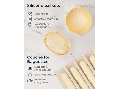 سلة خبز روطان بيضاوية 10 بوصات لتخمير العجين المخمر