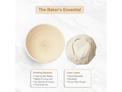 سلال تخمير بانيتون 8 9 10 بوصات روطان دائرية وبيضاوية