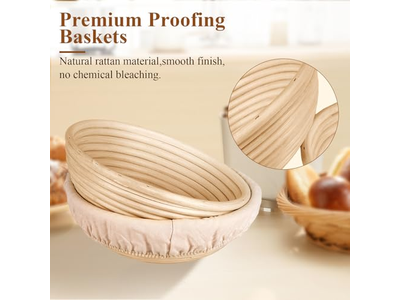 مجموعة بداية العجين المخمر بانيتون أغطية كتان كروشيه لأدوات خبز بيضاوية