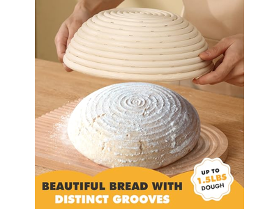 سلة بانيتون من الخيزران 6 بوصات دائرية بلاستيكية 9 سلال تخمير