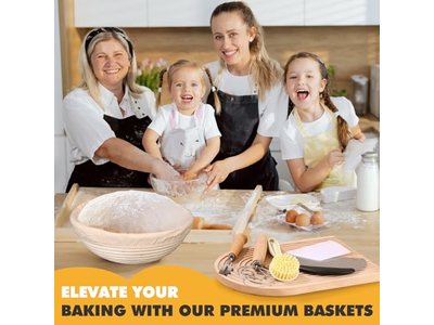 سلة بانيتون من الخيزران 6 بوصات دائرية بلاستيكية 9 سلال تخمير