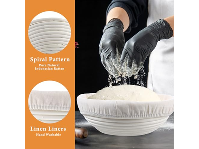 سلة خبز مع غطاء سلال تخمير قماش التخمير