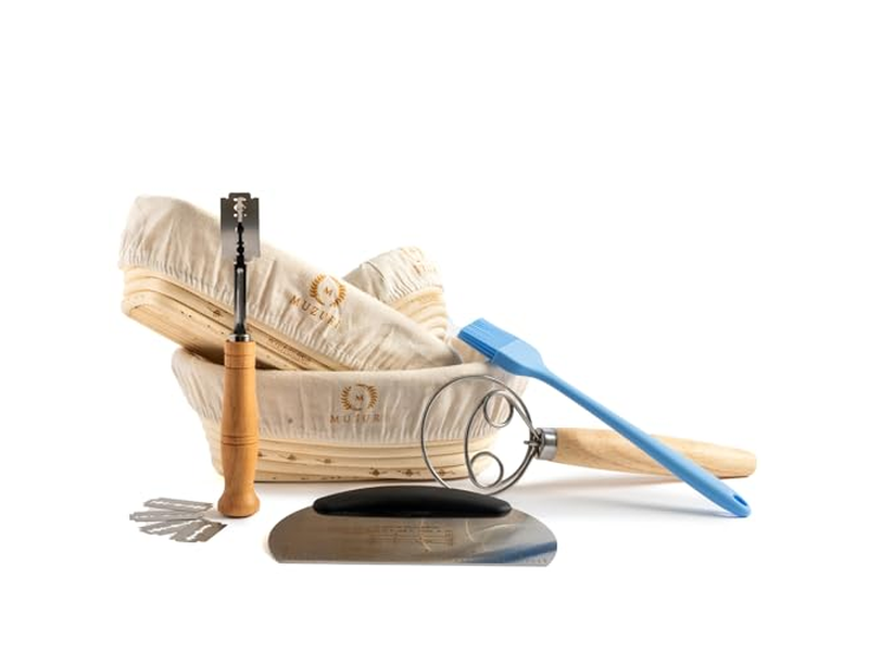 سلال الخبز للتقديم مع سلة تخمير الروطان البيضاوية القماشية