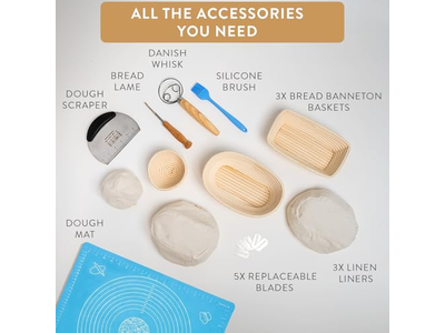 سلال الخبز للتقديم مع سلة تخمير الروطان البيضاوية القماشية