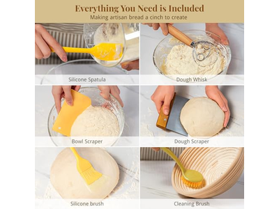 أوعية الخبز للتقديم مجموعة سلال تخمير بانيتون مكونة من 2 سلة بقياس 10 بوصات