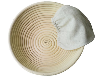 سلة تخمير بانيتون من القصب 9 بوصات مع مكشطة وليم للخبز الساخن مع بطانة