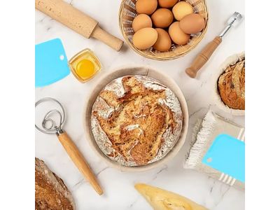 مجموعة سلة تخمير خبز بانيتون بيضاوية روطان دائرية