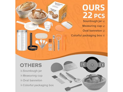 سلة تخمير بانيتون كبيرة بيضاوية خبز 25 سم 10 بوصات دائرية فاخرة