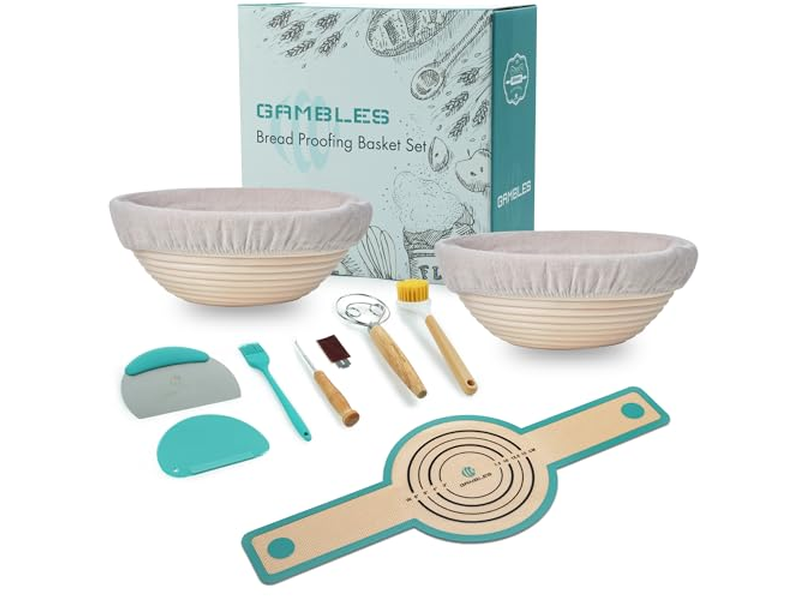 سلة تخمير الخبز مع مكشطة ليم مخصصة للخبز
