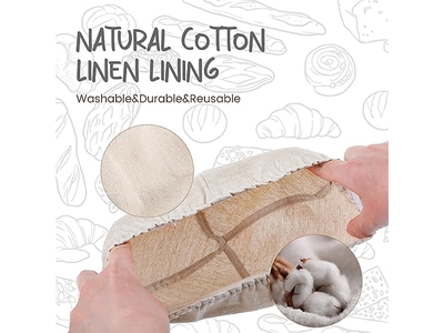 مجموعة سلال تخمير الخبز مكونة من 2 وعاء تخمير دائري بحجم 8.5 بوصة