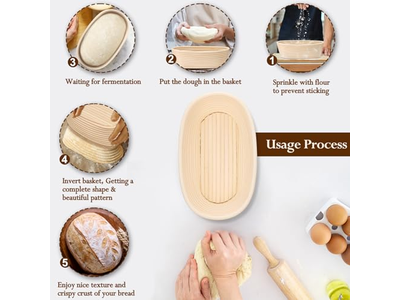 سلة تخمير بروتفورم 1 كجم 9 بوصات بيضاوية بانيتون مصنوعة يدويًا بحجم كبير مخصص