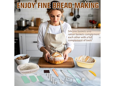 وعاء مكشطة العجين لخبز العجين المخمر سلة دائرية صغيرة 10 بوصات