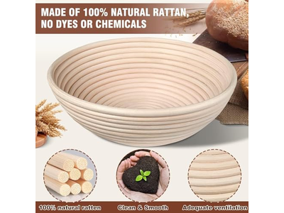 رف سلة واقفة على الأرض قماش كتان تخمير مخصص لتخمير العجين المخمر